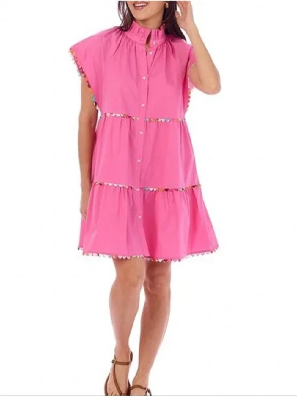 Crosby by Mollie Burch Printed Whitley Mock Neck Short Flutter Dress Size S